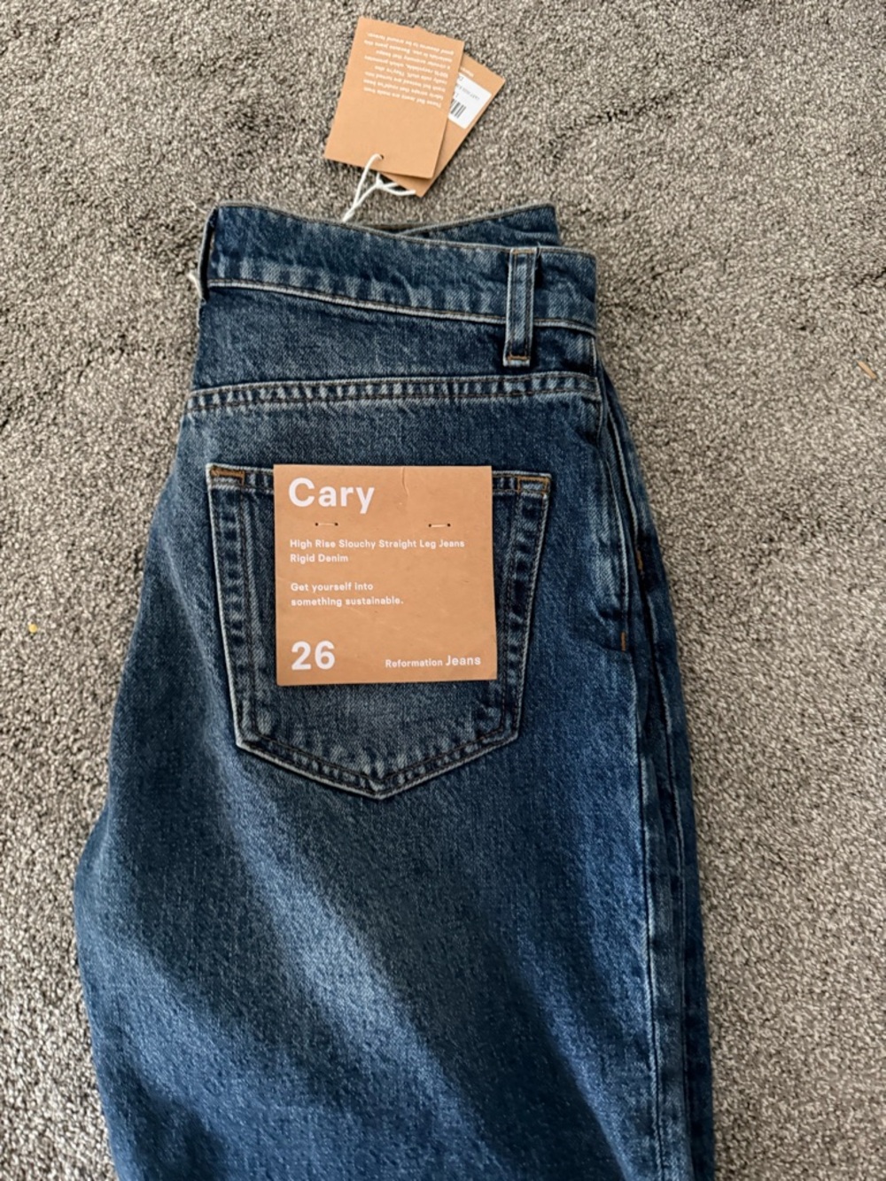 Reformation Cary High Rise Slouchy Straight Leg Jeans Rigid Denim (Color- Donner - Picture 4 of 4